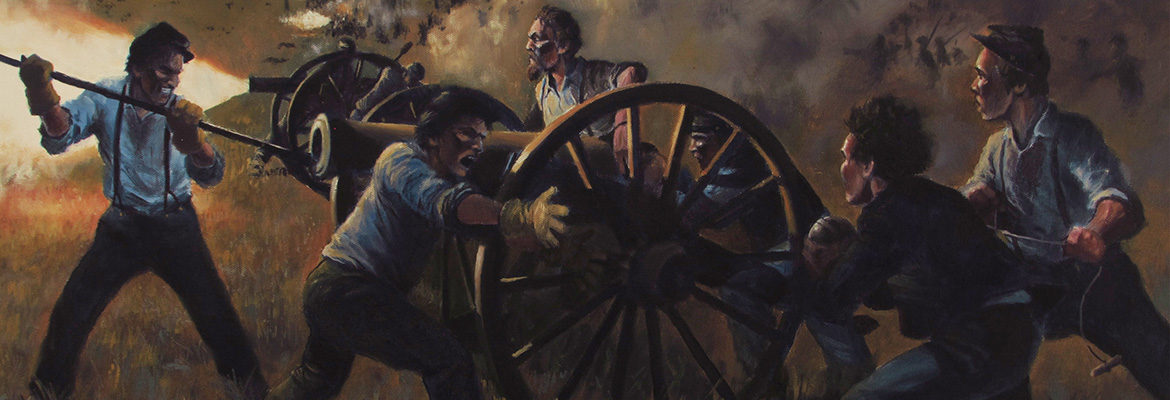 Oil painting of Union Artillery at the Battle of Malvern Hill